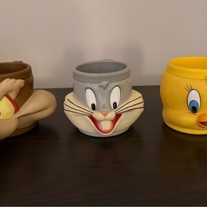 Vintage Looney Tunes Mug Set Wile E. Coyote Bugs Bunny Tweety Cup Lot